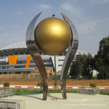 jardín grande al aire libre decorar metal artesanal espejo bola escultura